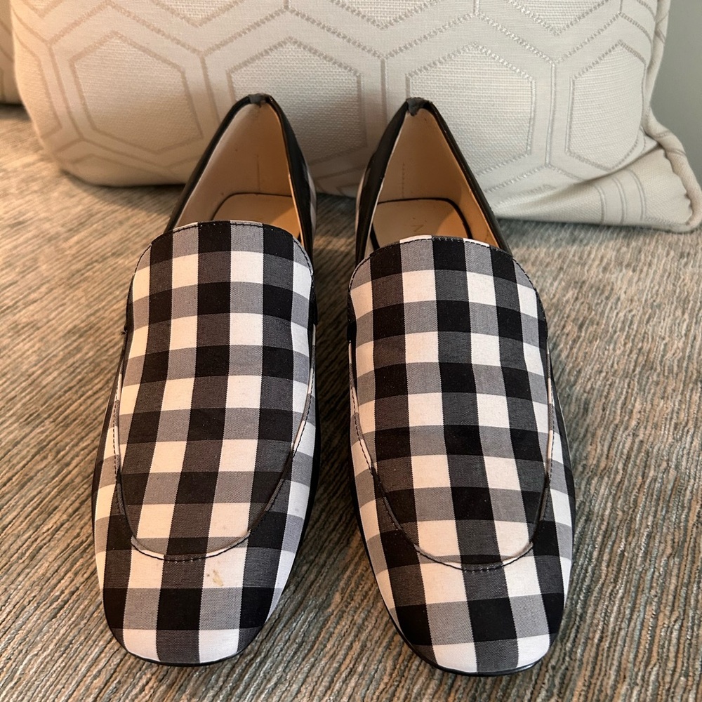 Nine West Black and White Fabric Checkered Loafers - Picture 2 of 11